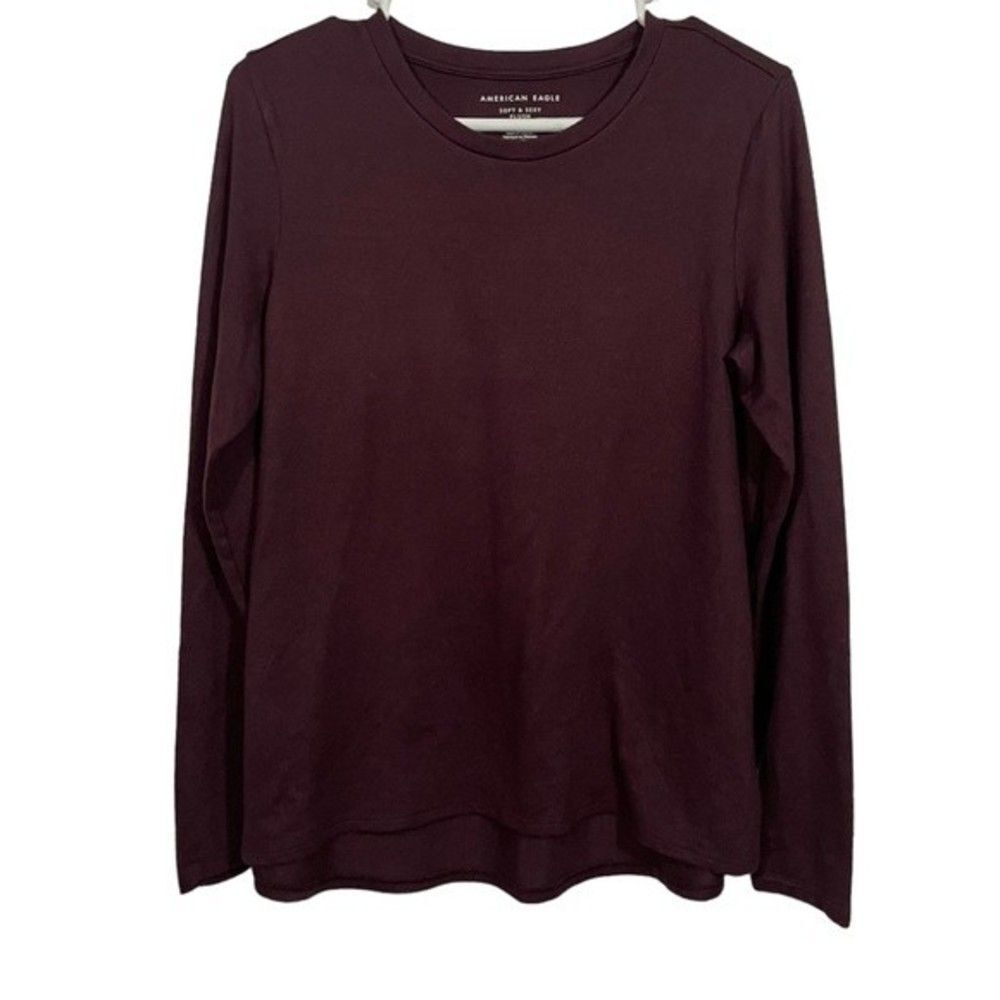 American Eagle Soft and Sexy Plus Burgundy Lightweight Crewneck Sweater